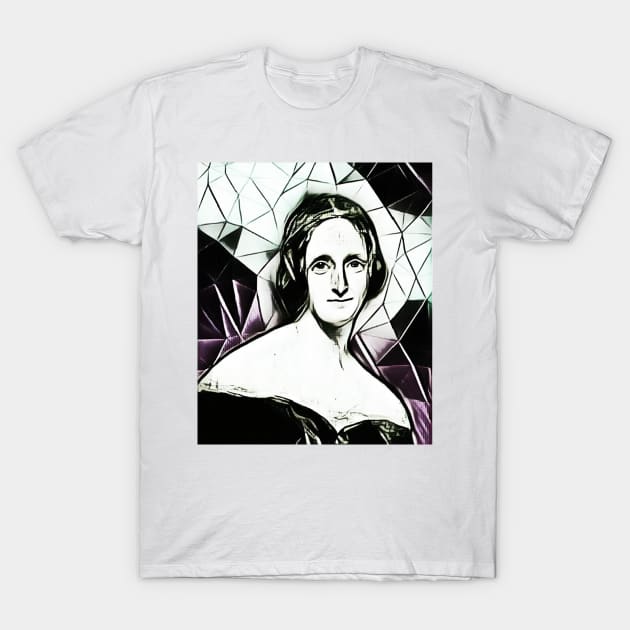 Mary Shelley Black and white Portrait | Mary Shelly Black and white artwork 5 T-Shirt by JustLit
